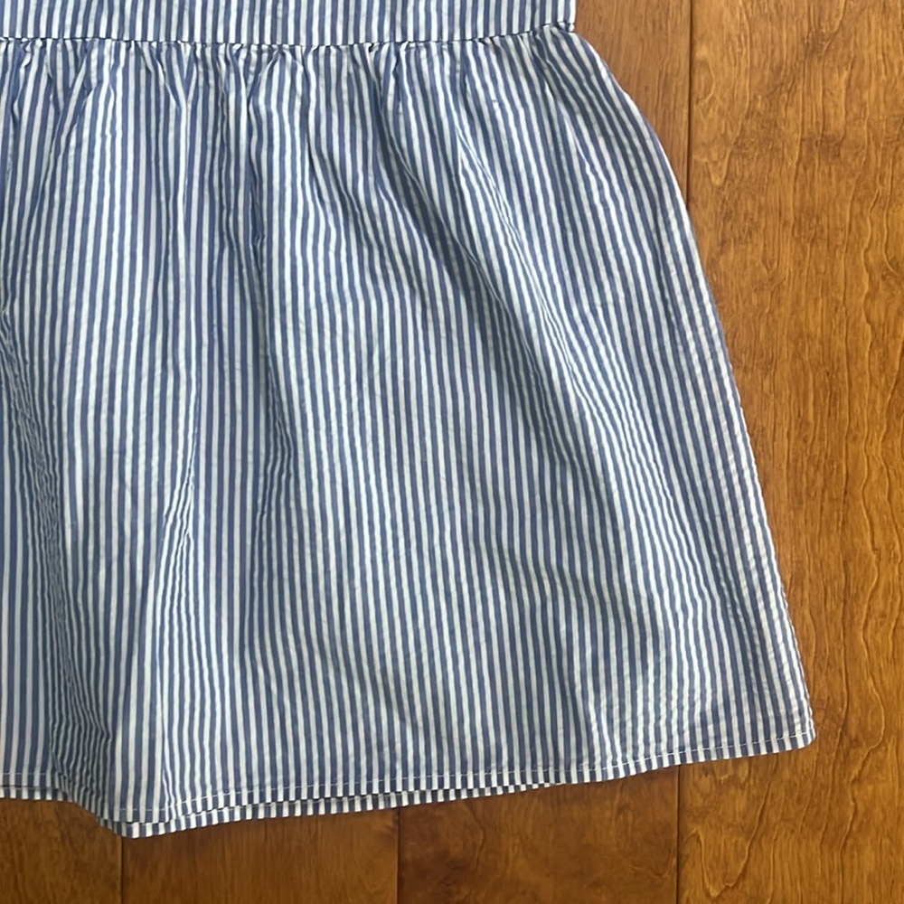 H&M Stripped Dress Size XL Blue Peplum Nautical Coastal Resort Travel Beach - Picture 4 of 12